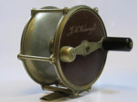 Leonard - Mills, #12 raise pillar Salmon reel, size 4-0, marked for 'P. H. Wainwright' with marked leather case.
